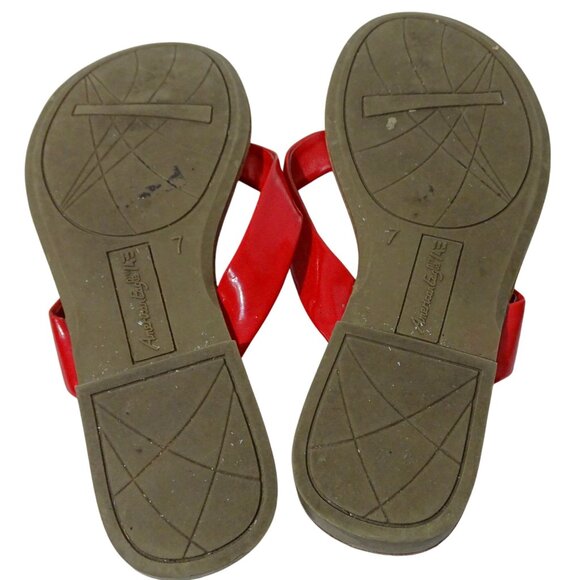 American Eagle by Payless Red Flip Flop Thong Sandals Women Size 7 Flats - Picture 5 of 6